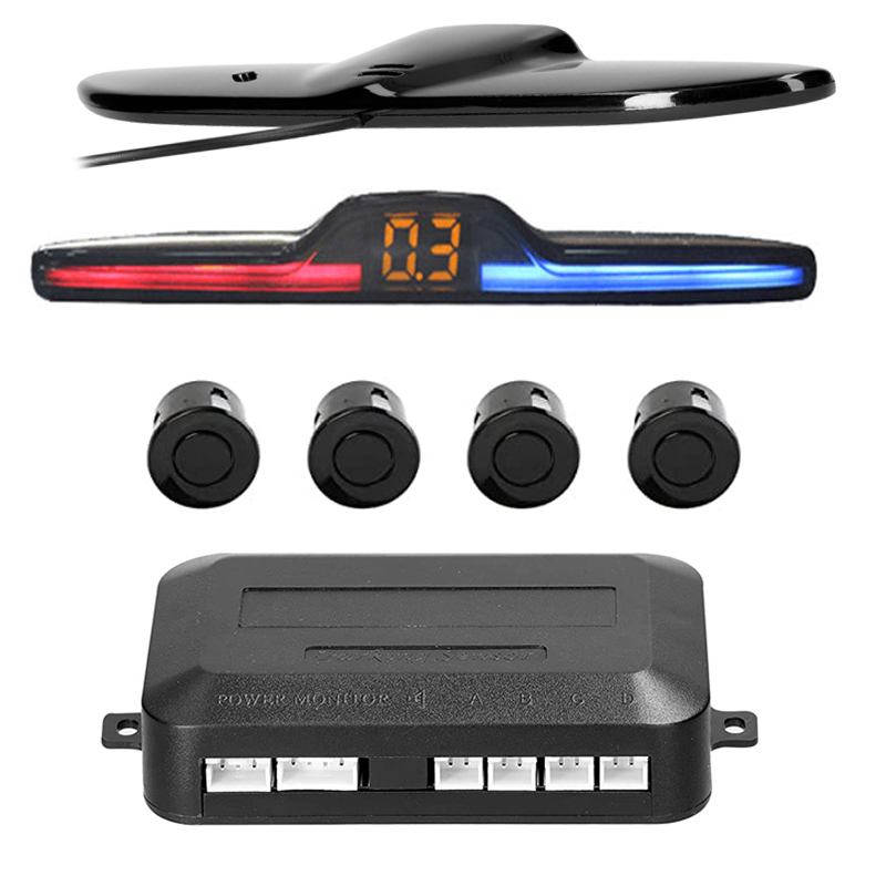 Car Reverse Radar Car Reverse Radar Kit Vehicle Parking Sensor System with 4 Sensors ...