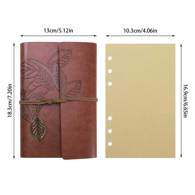 A6 Vintage Travelers binder Notebook Blank Kraft Diary PU Leather Loose leaf Notepad Journal Sketchbook Office Supplies. 