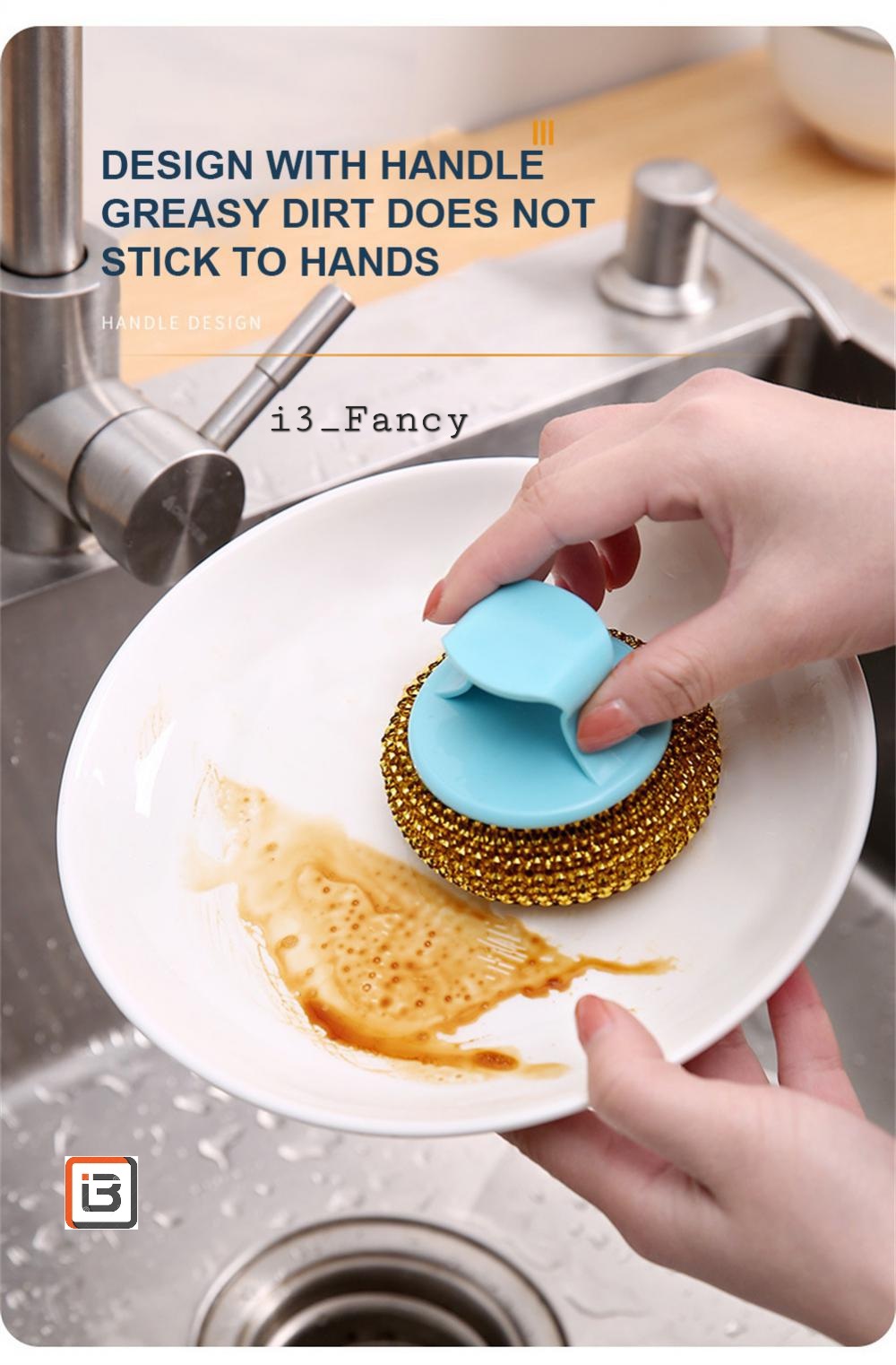 6 pcs Steel Wire Ball Brush Long Handle Pan Cleaning Brush Dishwashing Brush Stainless Steel Wire Ball Kitchen Cleaner Kitchen Tools