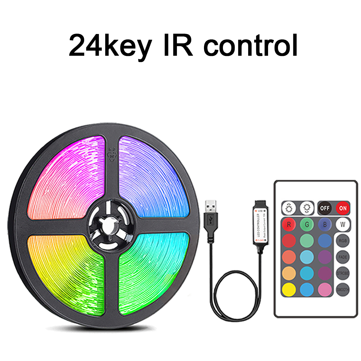10m 20m Led Strip Lights with 44 Key Remote Control RGB Tape Led Wall ...
