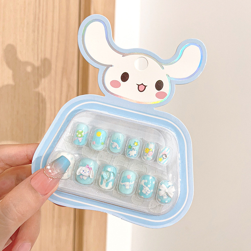 Cartoon Sanrio Kids Nail Sticker Cute Hello Kitty Cinnamoroll Kuromi Children Self Adhesive Nail Patch Accessories Girl Toy Gift. 