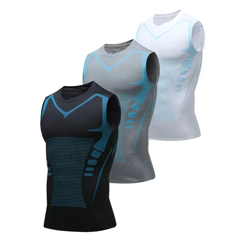 1 piece Men Sports Compression Vest, Basketball Gym Tight Undershirt, American Training Base Layer Quick-Dry Elastic Wide-Should. 