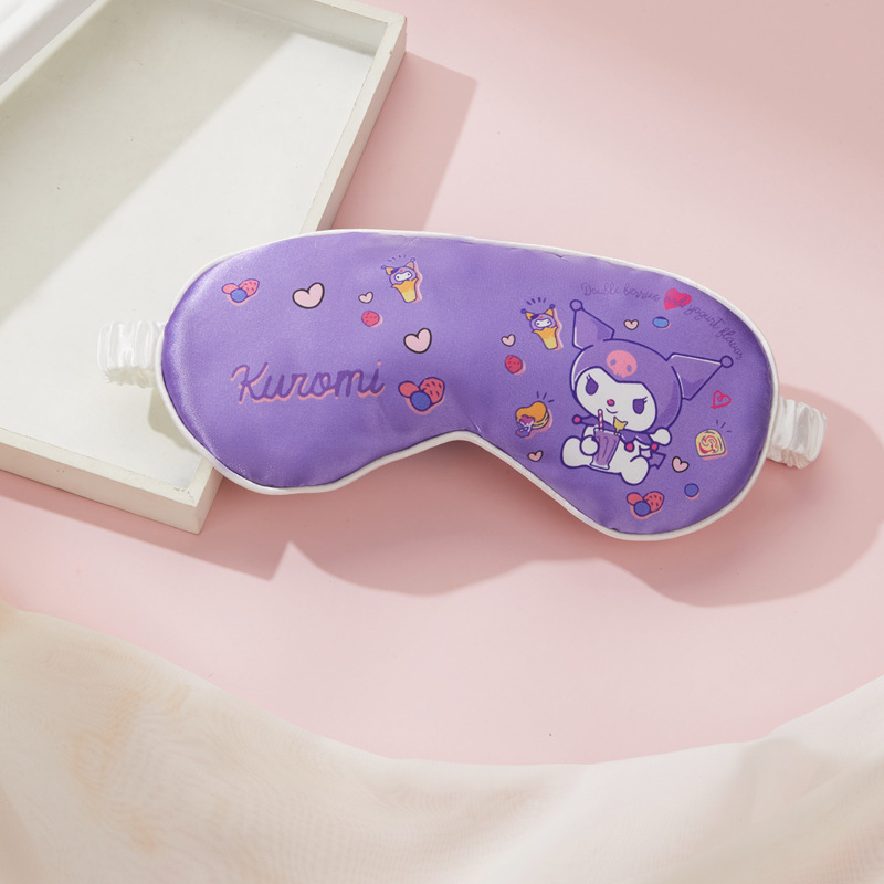 Sanrio Anime Hello Kitty Kulomi Silk Sleep Cartoon Eye Mask Travel Eye Protection Breathable Fatigue Relief Kawaii Girl Gift. 