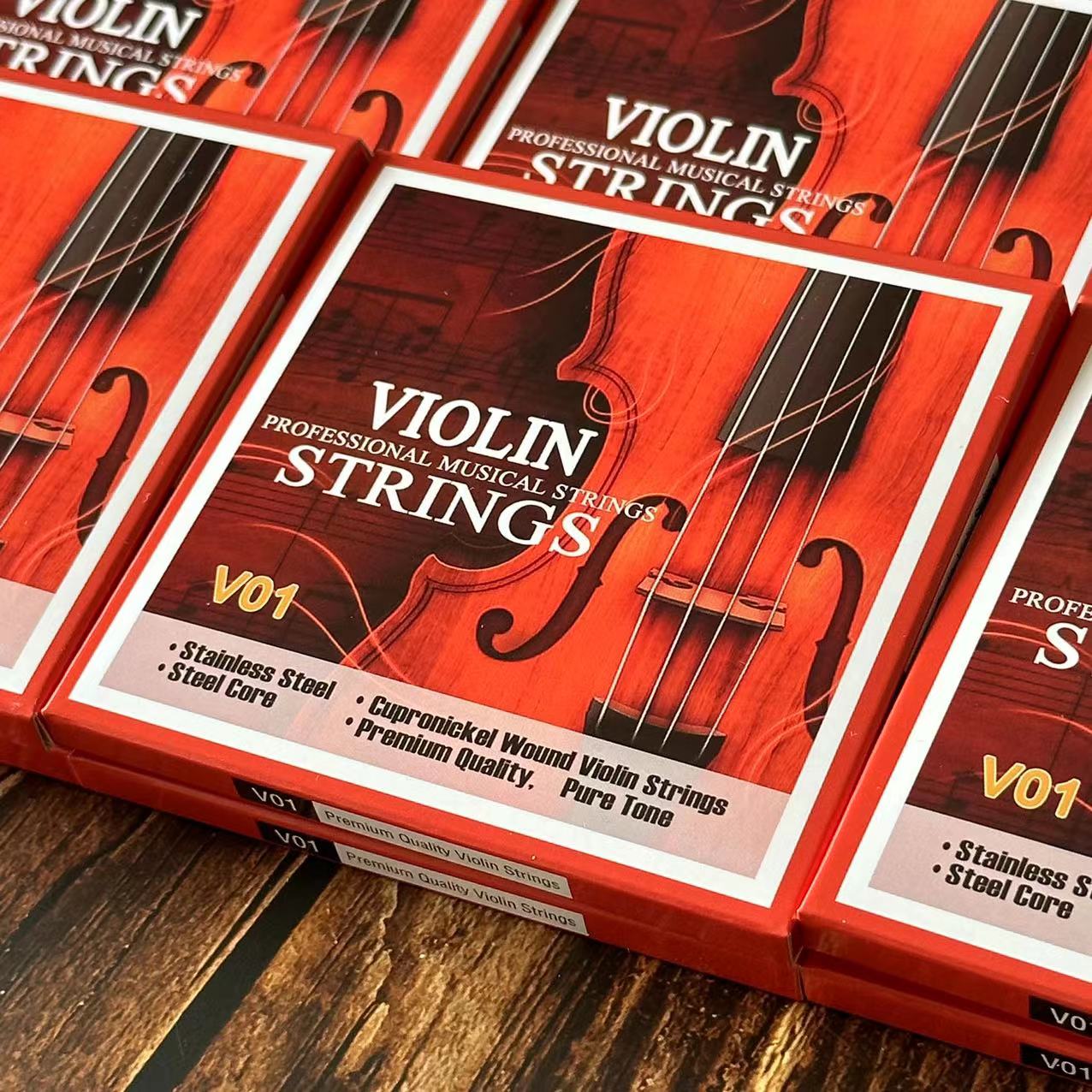 Violin Strings Universal Full Set (G-D-A-E) Steel Core Cupronickel Wound Fiddle String Medium Gauge - Steel Ball - End E. 