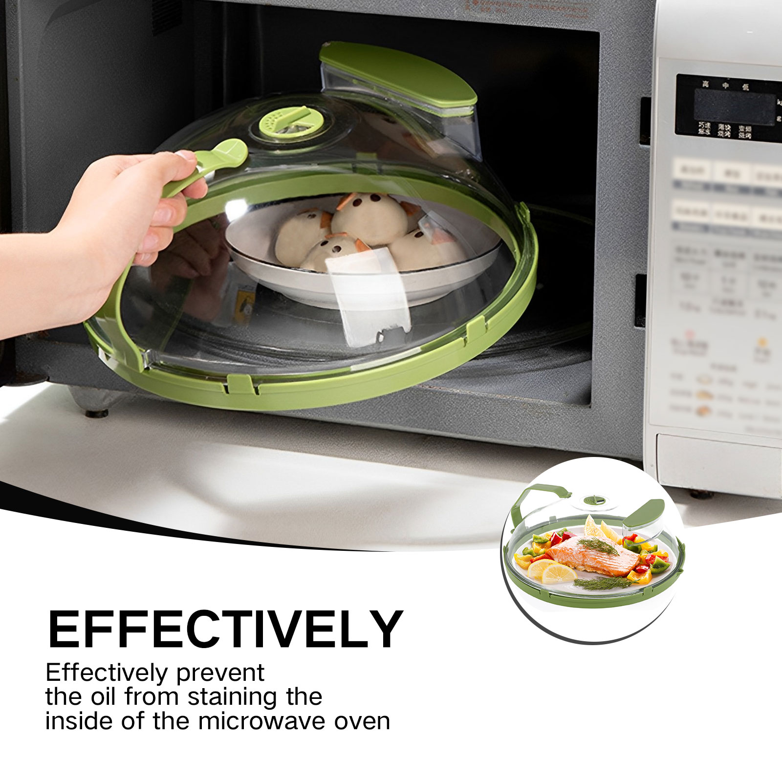 Microwave Cover Splatter-Proof Microwave Guard Cover Clear Microwave Plate Cover with Handle Kitchen Cooking Lid for Vegetables. 
