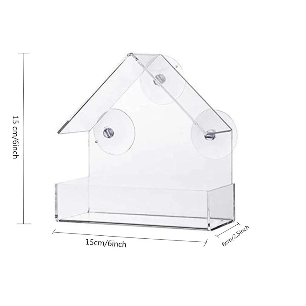 House Transparent Window Wild Bird Feeder Outdoor Removable Suction Cups Sliding Automatic Birds Feed Tray for Garden Patio Yard. 