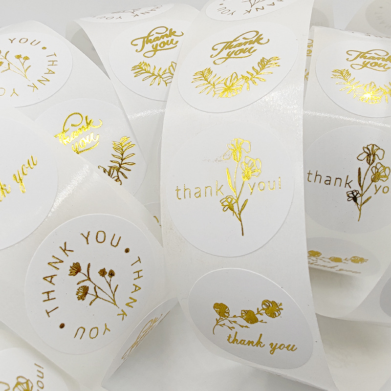 100-500Pcs Gold Foil Thank You Stickers for Gift Card Box Package Party ...