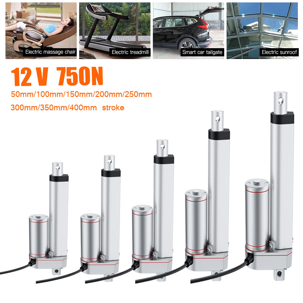 DC 12V 750N Linear Actuator 50mm 100mm 150mm 200mm 250mm 300mm Stroke ...