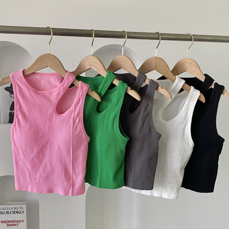 Women Tank Crop Tops Seamless Underwear Female Streetwear Hollow Tops Sexy Lingerie Sports Intimates Padded Camisole Summer