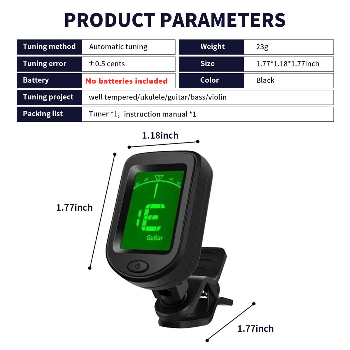 Guitar Tuner For All Instruments Clip on Electronic Tuner for Guitar Bass Ukulele Violin Mandolin Banjo. 