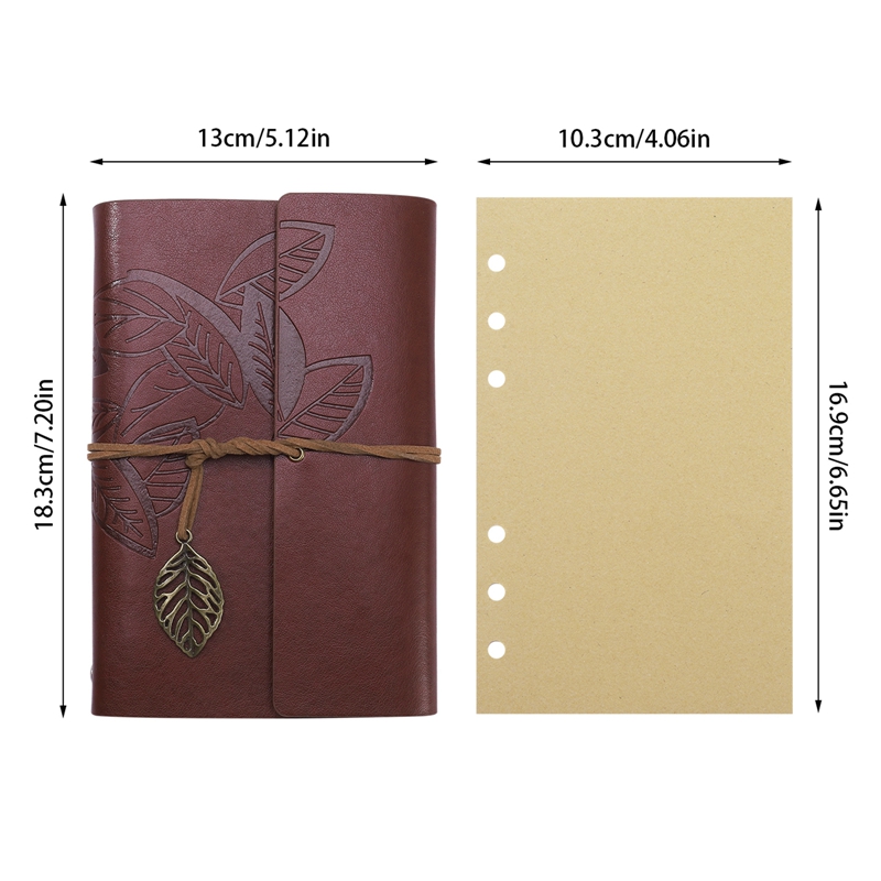 A6 Vintage Travelers binder Notebook Blank Kraft Diary PU Leather Loose leaf Notepad Journal Sketchbook Office Supplies. 