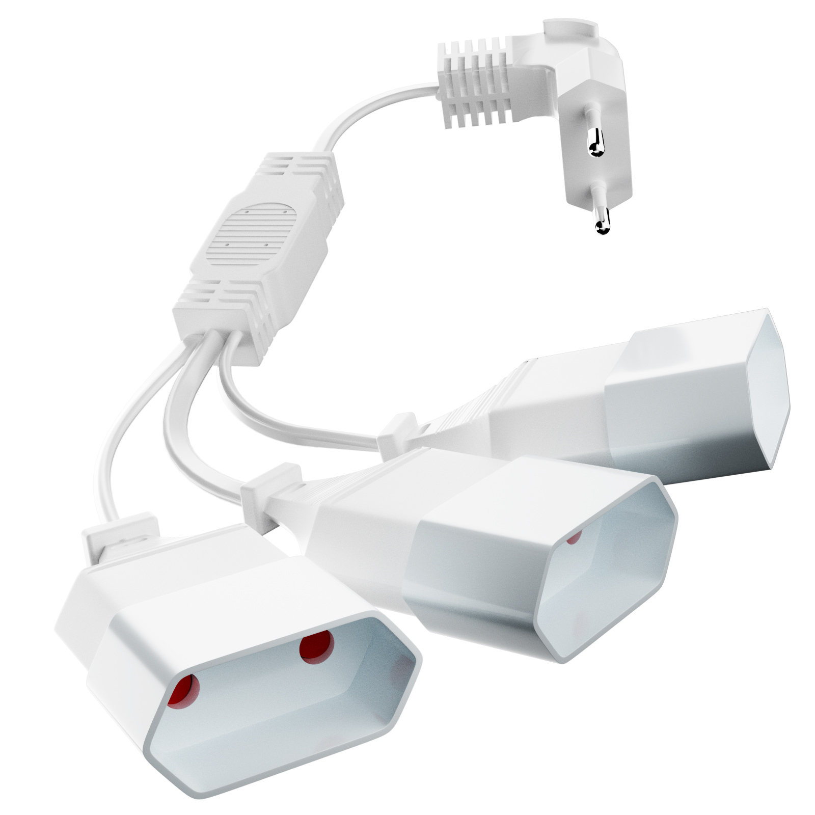 EU 90 Degree Male to Female Power Extension Cable, 3 Ways AC Outlet ...