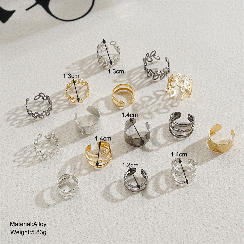 5-15pcs Simple Vintage Metal Clip Earrings Set for Women Teens Casual Hollow Leaf Fake Piercing Earring Jewelry Accessories Gift. 