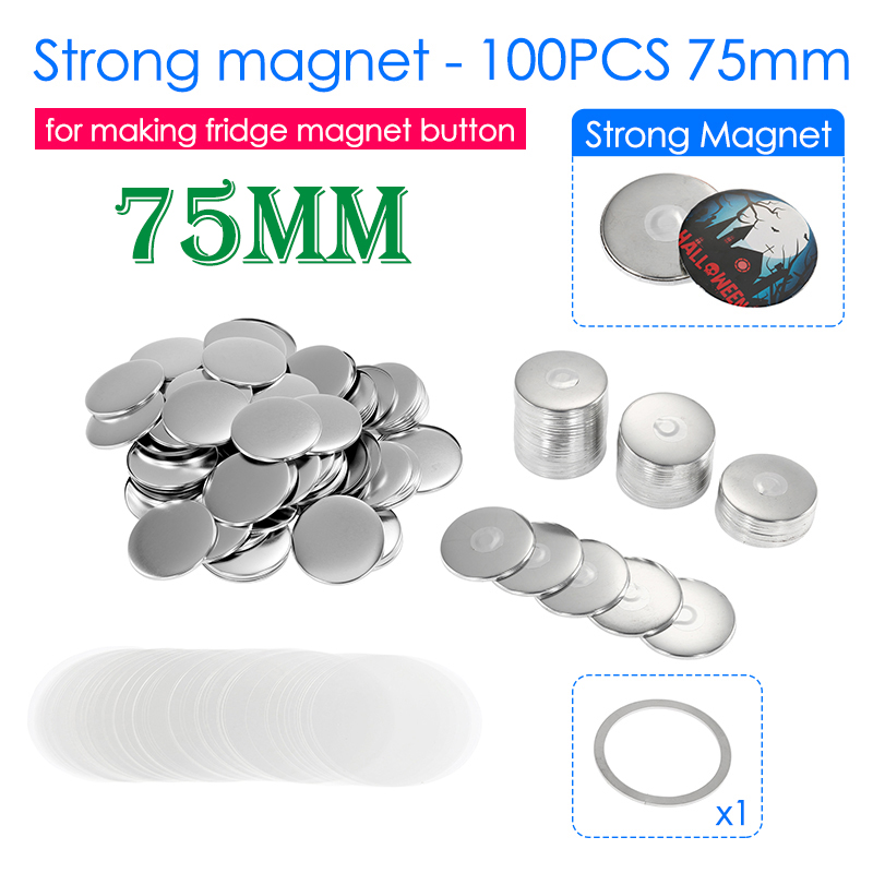 50/100PCS 25-75mm Magnet Refrigerator Badge Pin Button Maker Parts DIY ...