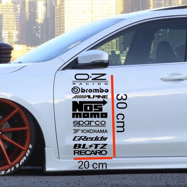 20Pcs Racing Door Decals Reflective Sticker Set Car Kit Sponsor Technical  Auto Tuning Waterproof Decoration Stickers