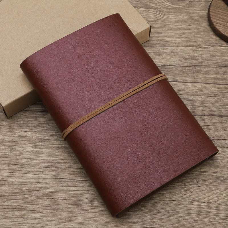 A6 Vintage Travelers binder Notebook Blank Kraft Diary PU Leather Loose leaf Notepad Journal Sketchbook Office Supplies. 