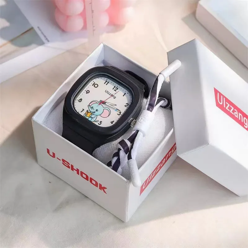 New Lovely Cartoon Kids Watch Square Luminous Watch Fashion Silicone Sports Watch for Students Luminous Watch. 