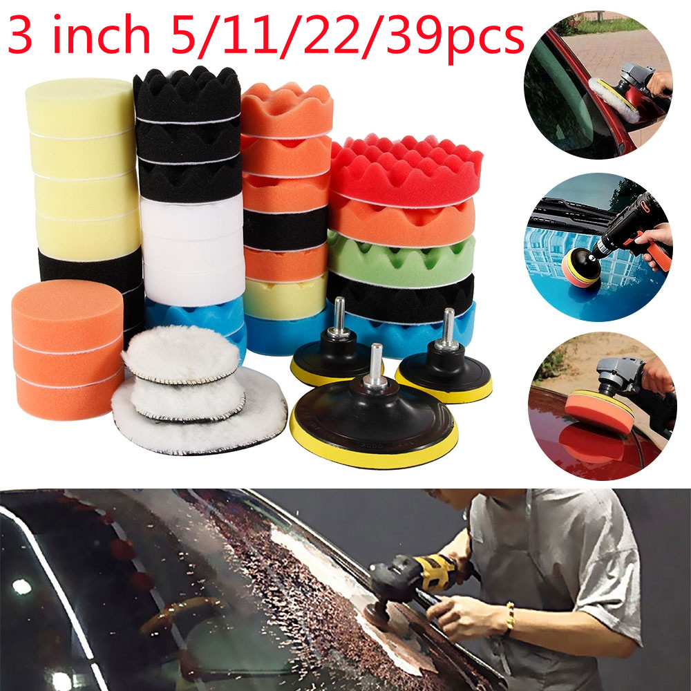 5/11/22/39 Pack Car Polishing Pad Kit 3 Inch Washable Polishing Pad Sponge Polishing Pad Reusable Wool Fiber Polishing Pad Car