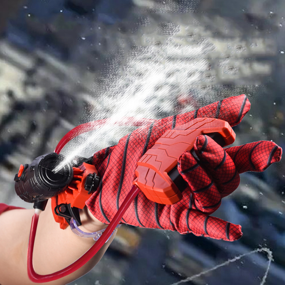 SpiderMan Water Gun Hero Launcher Spider Wrist Launcher Manual Press Burst Water Gun with Gloves Children's Birthday Gift Toys. 