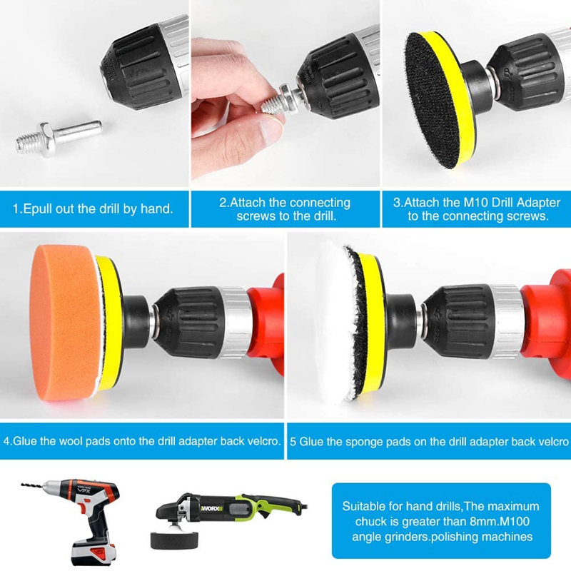 3 Inch Car Polishing Kit Polish Pad Car Polish Buffing Pad Abrasive Disc Sponge Foam Pads Polisher For Headlight Refurbish. 