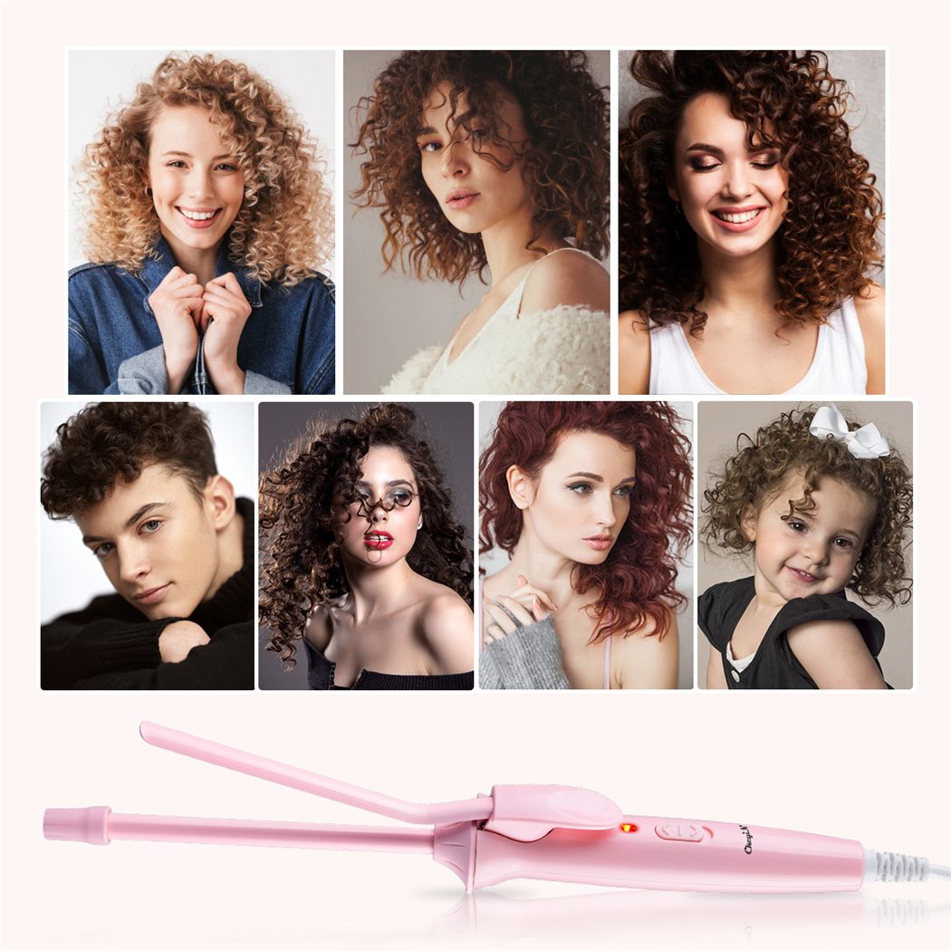 CkeyiN Mini Hair Curling Iron 9mm Curler Wand Professional Curly Tongs Ceramic Electric Salon Styling Tool Small Crimping Iron. 
