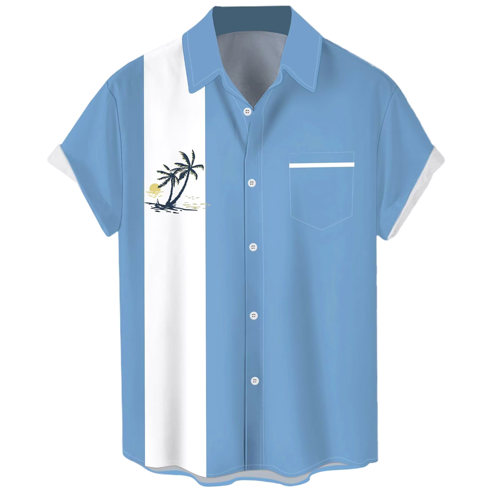 Summer Men'S Casual Shirt Coconut Print Short-Sleeved Shirt Ropa Hombre