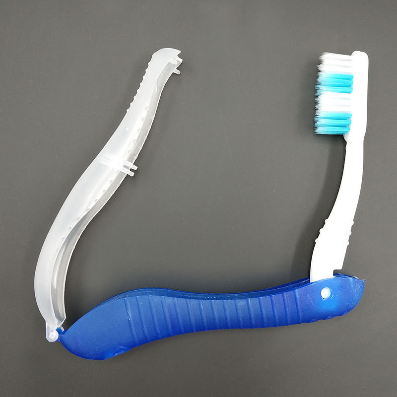 Hotel Disposable Folding Toothbrush, Business Trip, Portable Soft-Bristled Three-Fold Seahorse Toothbrush, Compact And Convenien. 
