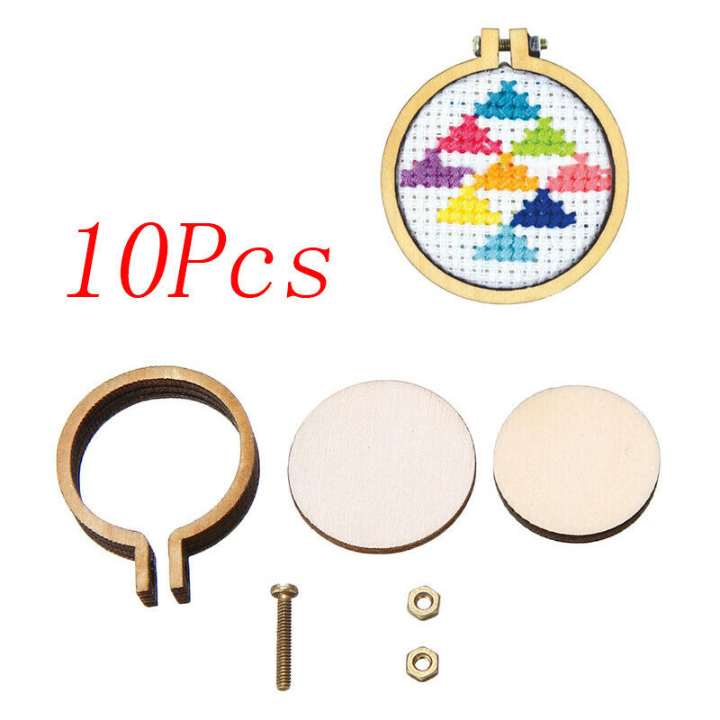 10x 20x Mini Embroidery Hoop Ring Wooden Cross Stitch Frame Handmade Pendant Crafts Embroidery Circle Sewing Kit. 