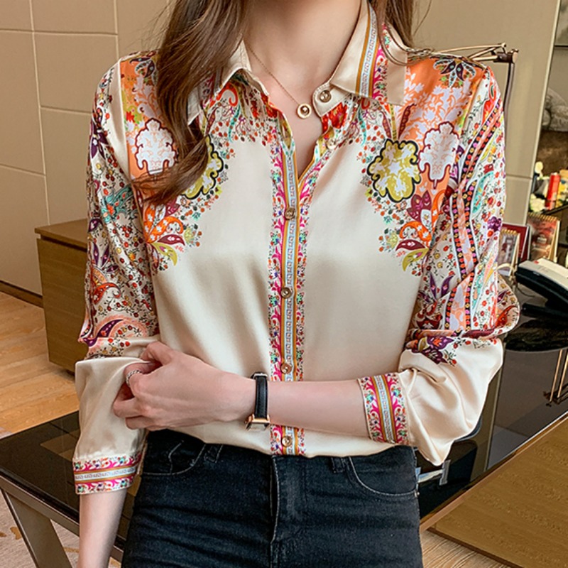 Autumn Long Sleeve Shirts Casual Tops Spring Fashion Women Floral Print Blouse Tops Ladies Shirts Clothes Blusa Elegant 18440. 
