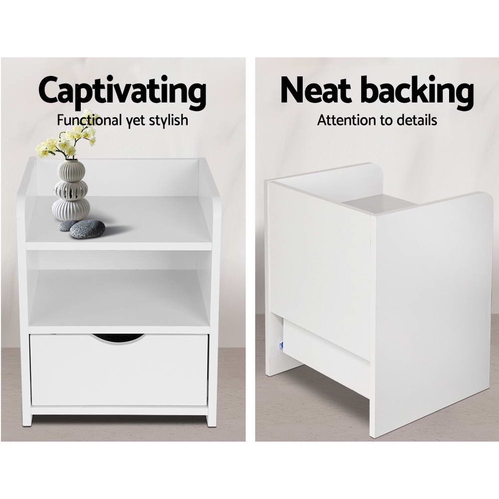 VTEC Home Modern One Drawer Bedside Cupboard / Night stand/Modern Nightstand/ End Side Table. 