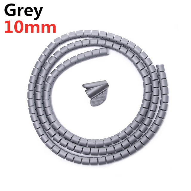 2/1M 16/10 mm Flexible Spiral Cable Wire Protector Cable Organizer Computer Cord Protective Tube Clip Organizer Management Tools. 