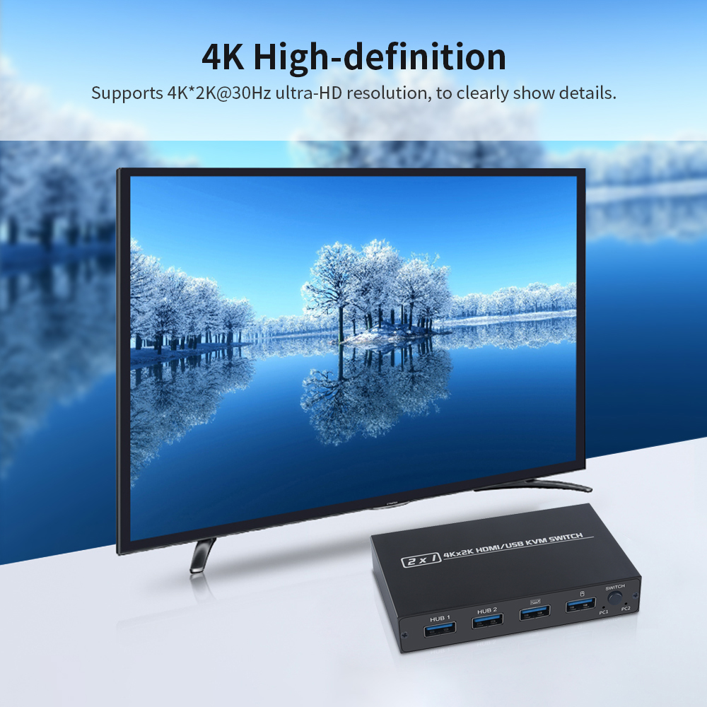 AIMOS AM-KVM Convertor 201CL 2-in-1 HDMI/USB KVM Switch Support HD 2K*4K 2 Hosts Share 1 Monitor/Keyboard& Mouse Set. 