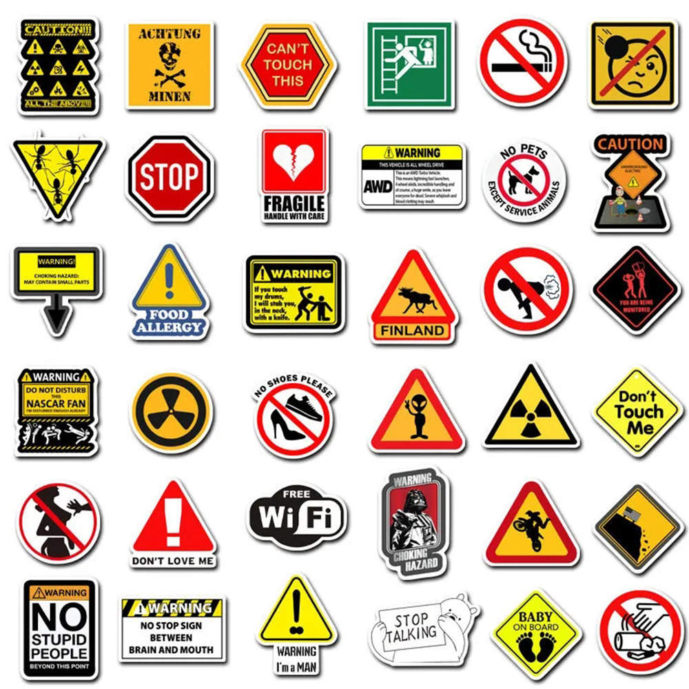 10/30/50PCS Warning Stickers Danger Banning Skateboard Fridge Guitar Laptop Motorcycle Travel Classic Toy Cool Decals Sticker. 