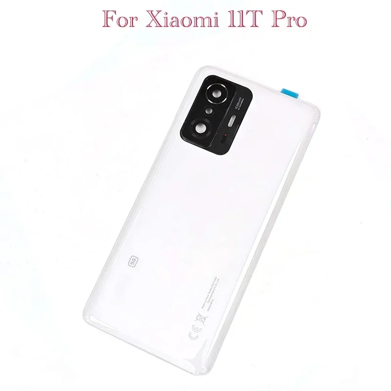 Back Glass Cover For Xiaomi 11T Pro 5G Back Door Replacement Battery Case, Rear Housing Cover Mi11T With Camera Lens. 