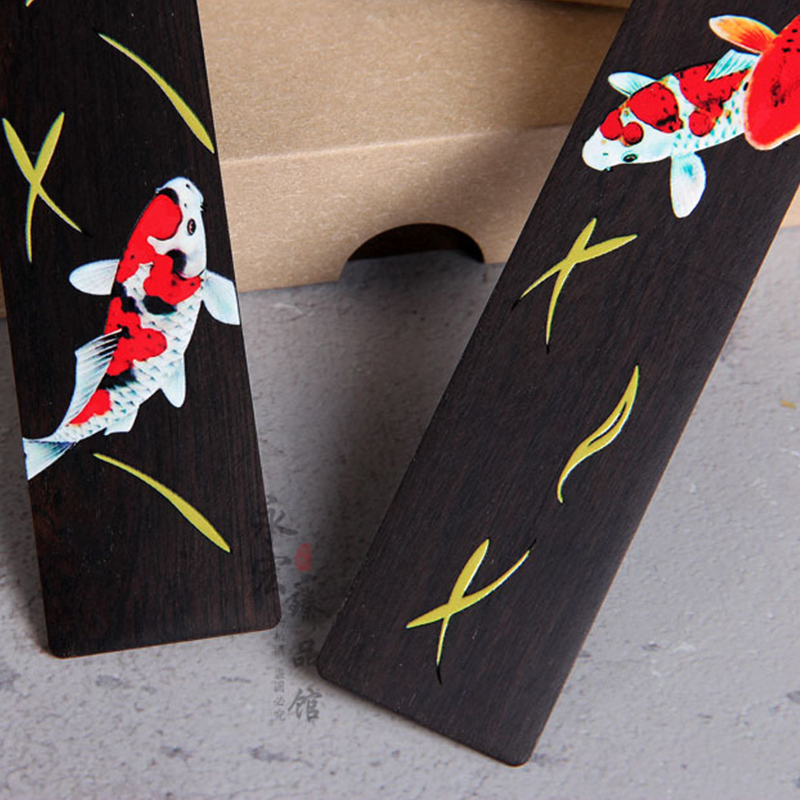 Chinese Style Retro Painted Koi Carp Wooden Bookmark Tassel Pendant Creative Book Mark Students Supplies Stationery Accessories. 