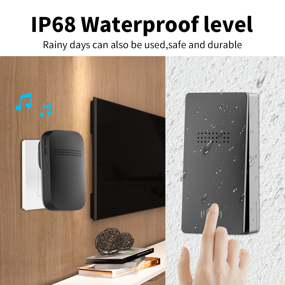 Wireless Outdoor Doorbell Waterproof No Battery Required Self-Powered Door Bell Sets Home Outdoor Kinetic Ring Chime Doorbell. 
