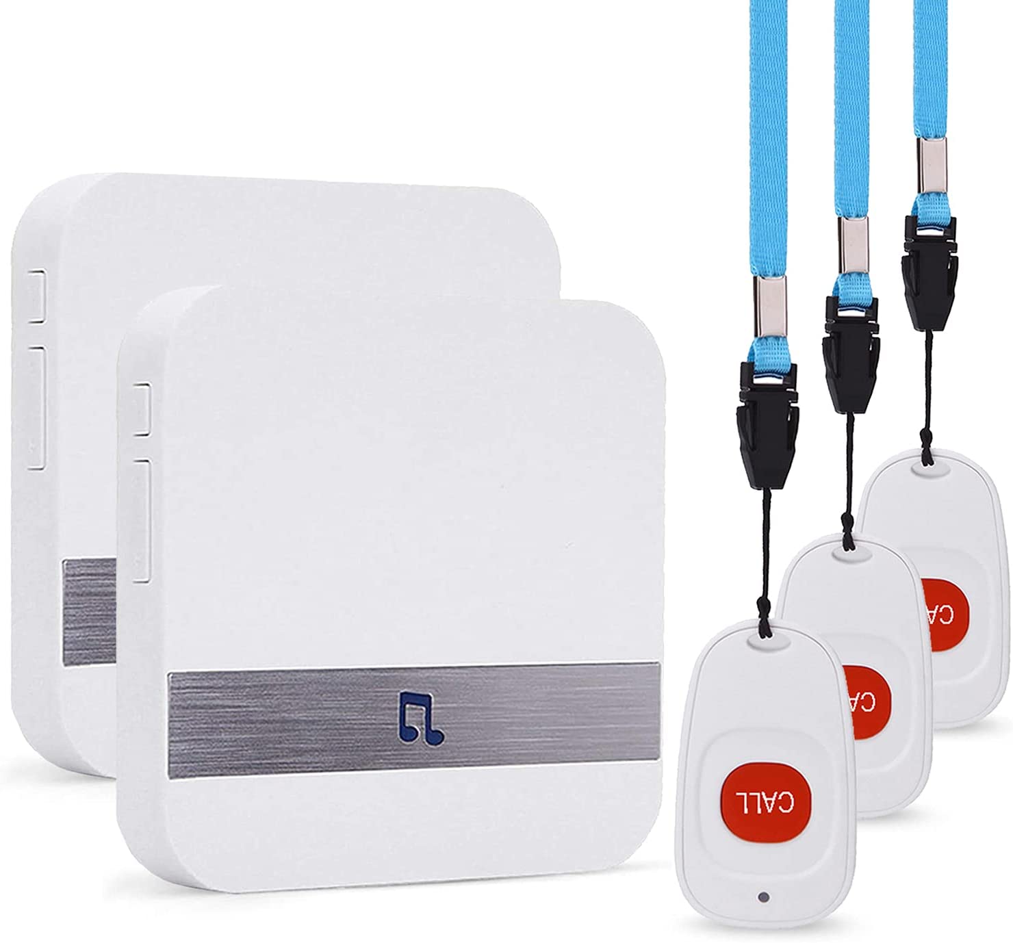 Wireless Caregiver Pagers Call Bell for Elderly Monitoring,Wearable SOS Call Button for Patients, Home Alarm System for Elderly