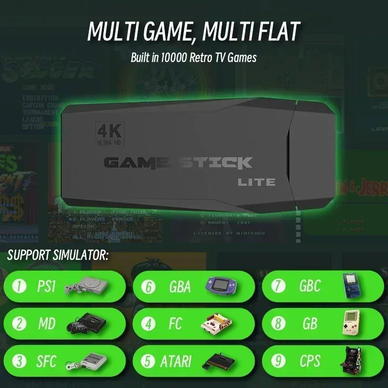 Video Game Sticks M8 Console 2.4G Dual Wireless Controller Game Stick 4K 10000 games 64GB Retro game For Dropshiopping Xmas Gift. 