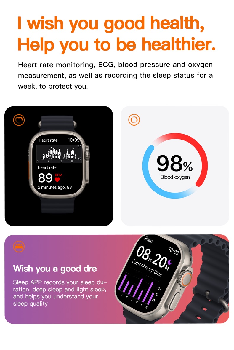 T800 Ultra Smartwatch - Series 8 1.99inch Wireless charging. 