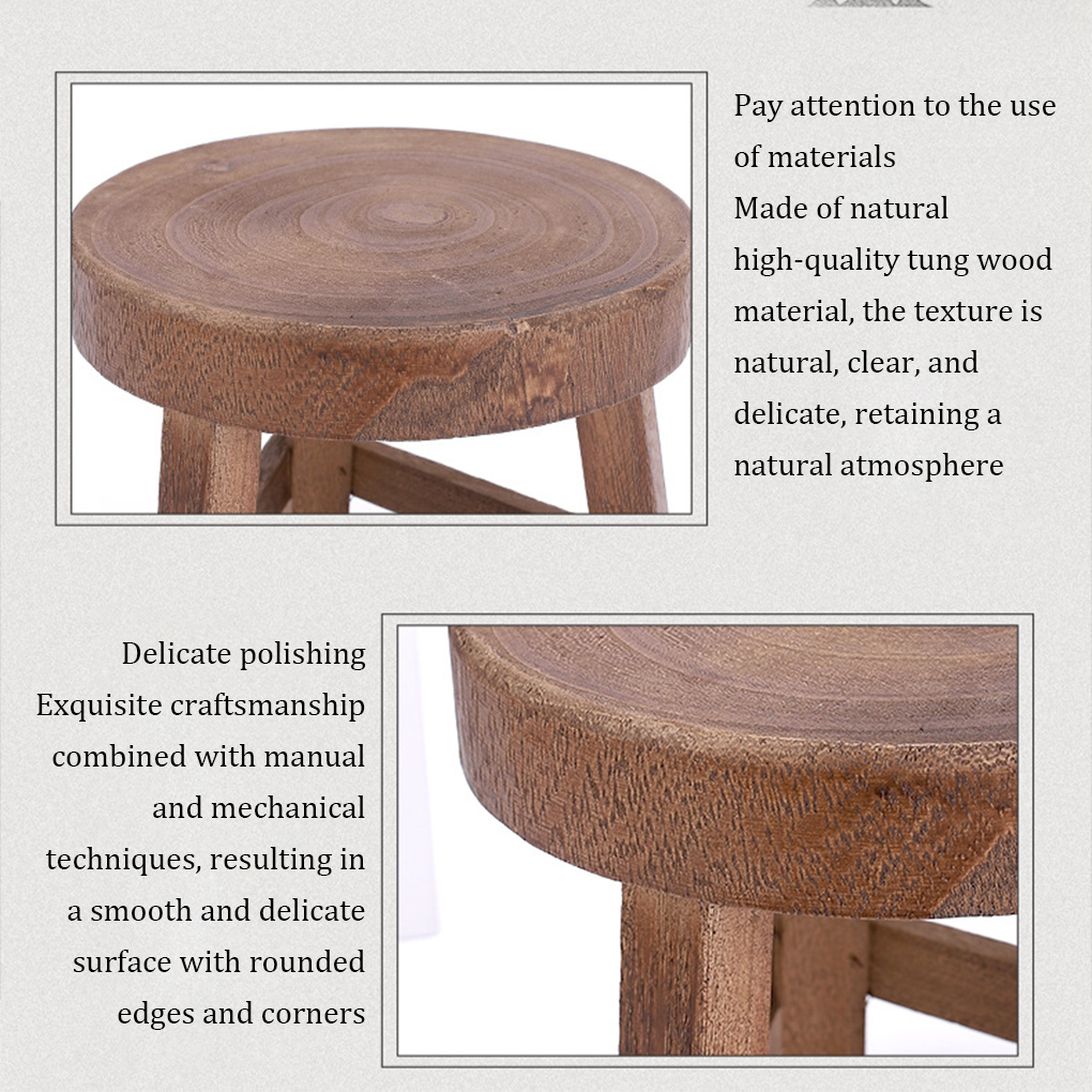 Wood Low Stools Small Round Shape Bench Plant Stand Chair Tea Table Floor Stool Flower Pot Holder Shelf Garden Ornaments. 