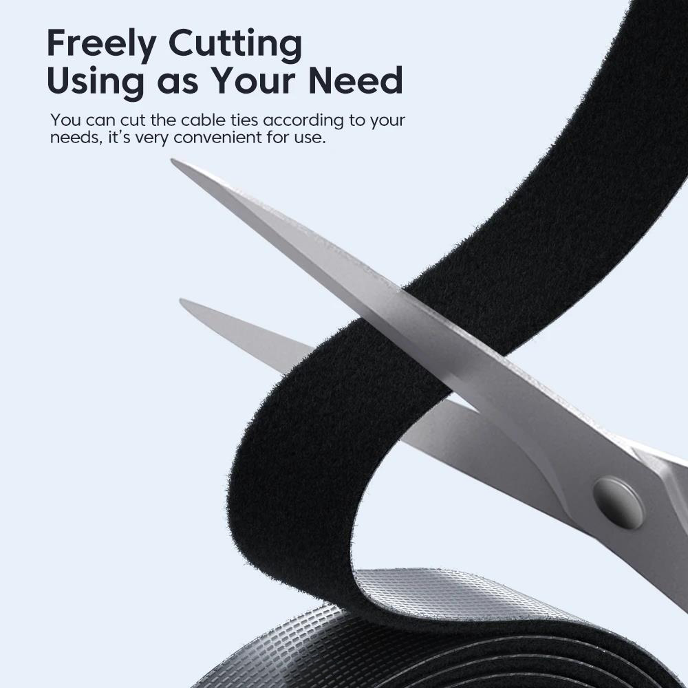 5M Cable Manager Data Cable Storage Artifact Velcro Reusable Cable Tie Nylon Free Cut Desk Wire Organizer Cable Binding Tape. 