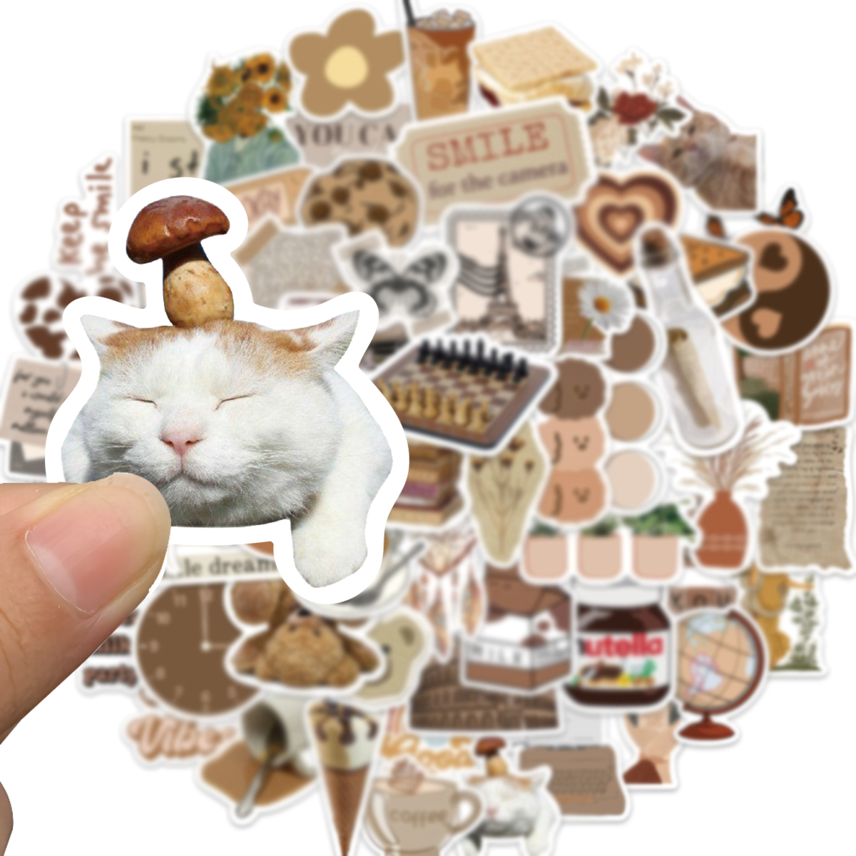 60PCS INS Aesthetics Art Brown Stickers Vintage For Gift DIY Kids Notebook Luggage Motorcycle Laptop Refrigerator Decal Decor. 