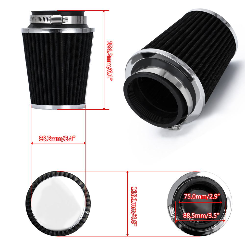 Universal Car High Flow Cold Air Intake Air Inlet Air Intake System Mushroom Head Air Filter Neck 76mm/70mm/63.5mm/ 60mm. 