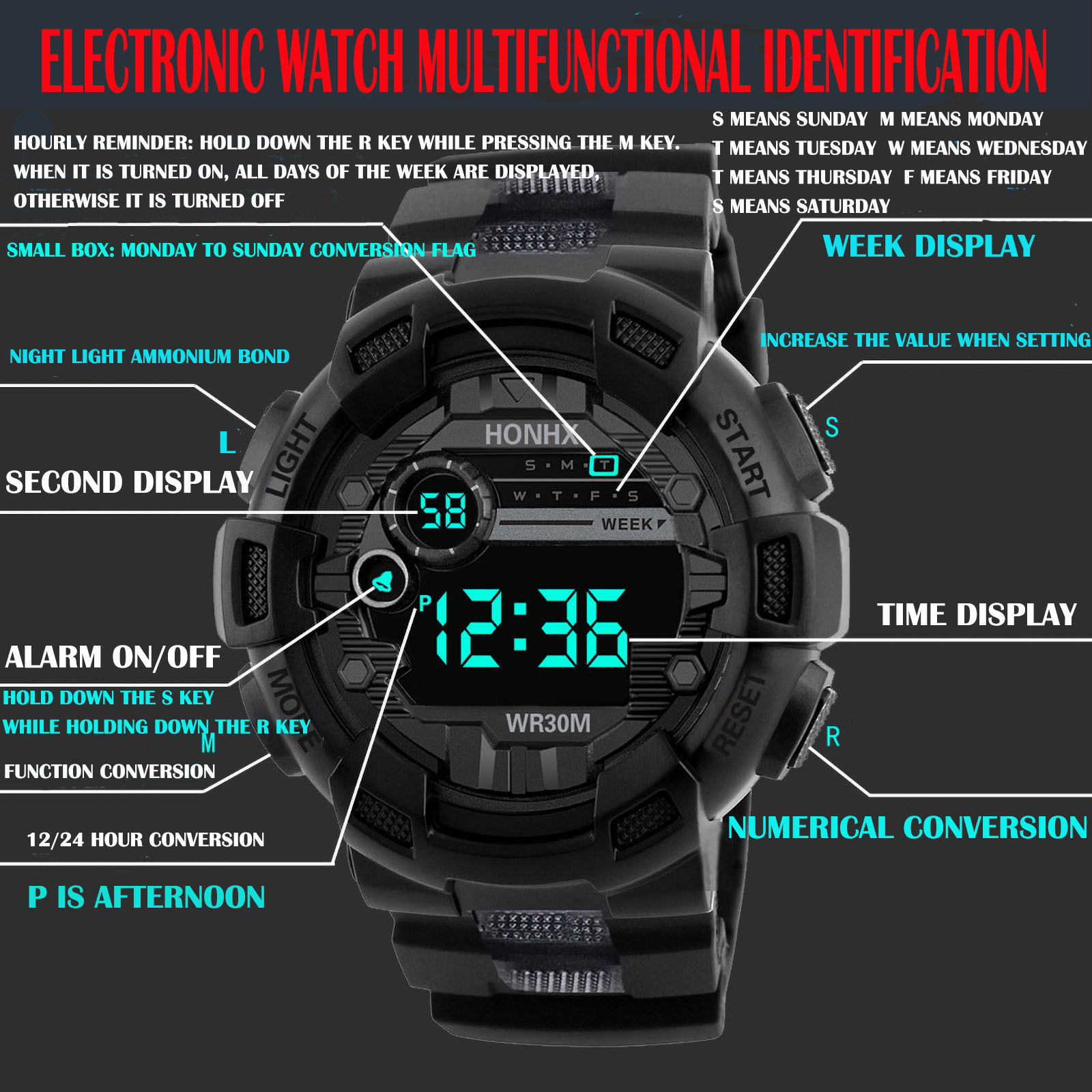 Kids Digital Watches Life Waterproof Electronic Watch For Children multi-function luminous Sports Wrist watch For Boys. 