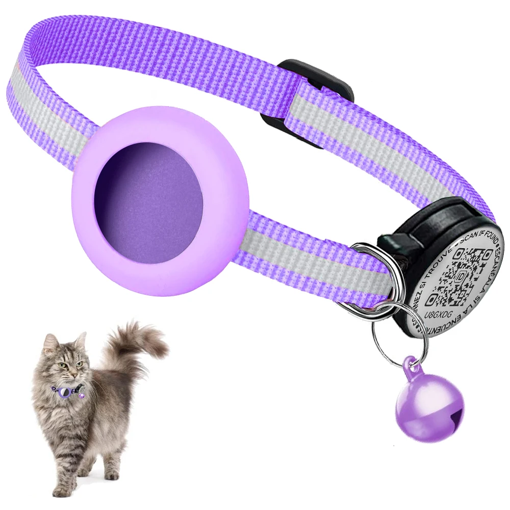 Cat Tracker Tags GPS Tracker Cat Collar with QR Name Tag & AirTag Holder, 2 IN 1 ...