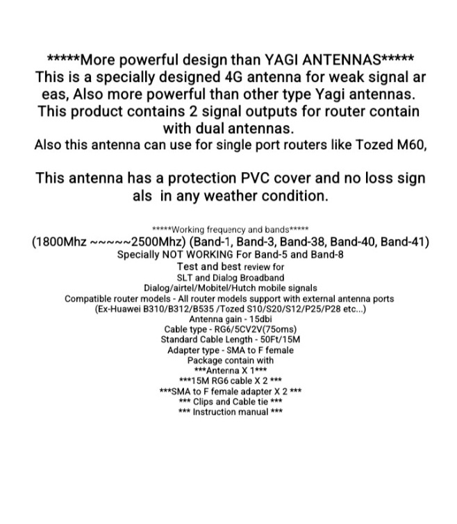 4g Router Antenna ( Black - 2 cable ). 