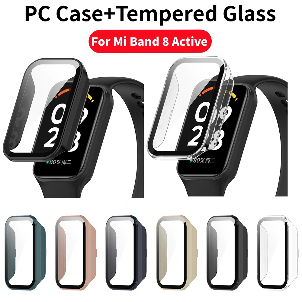 GEJEFA 2 Pezzi Cover per Xiaomi Smart Band 8/Mi Band 8 con Vetro