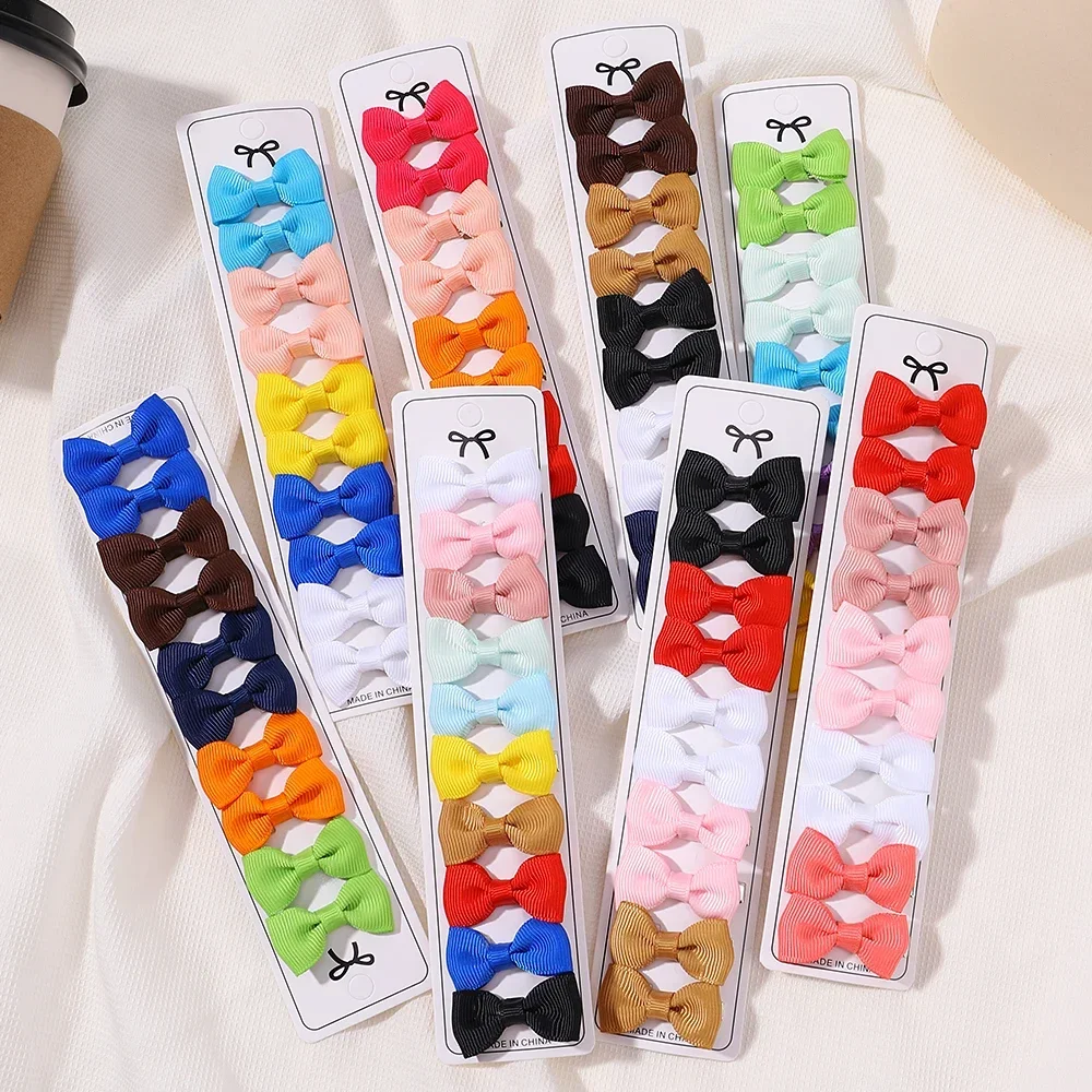 10Pcs Boutique Handmade Tiny Baby Bows Grosgrain 1.5" Hair Bows Alligator Clips for Baby Girls Toddlers Hair Accessories Gift. 