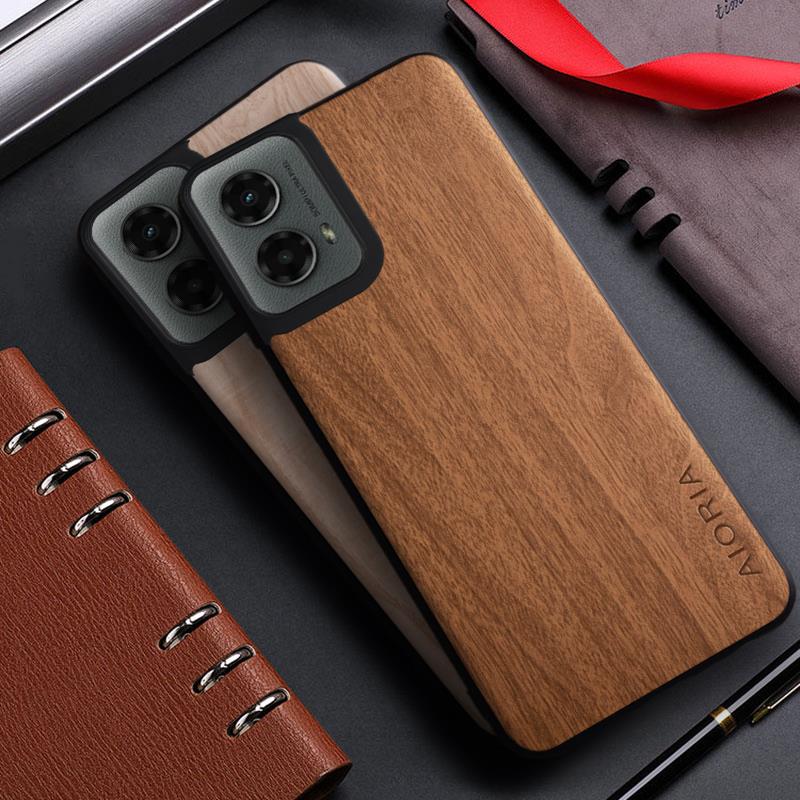 Case for Motorola G Power Stylus Play 2024 funda bamboo wood pattern Leather back cover for Moto Edge 50 pro x50 Ultra case capa