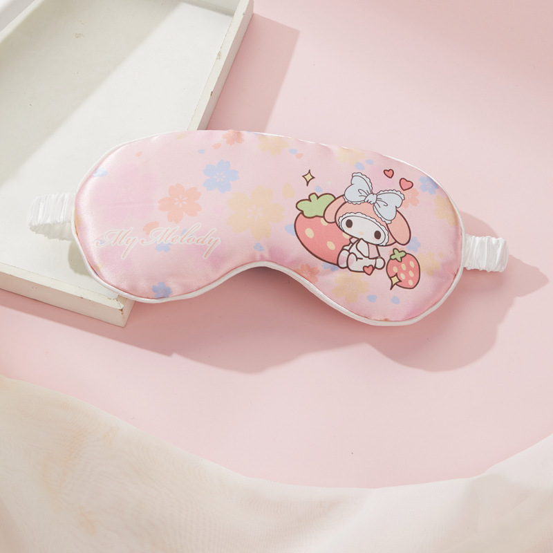Sanrio Anime Hello Kitty Kulomi Silk Sleep Cartoon Eye Mask Travel Eye Protection Breathable Fatigue Relief Kawaii Girl Gift. 
